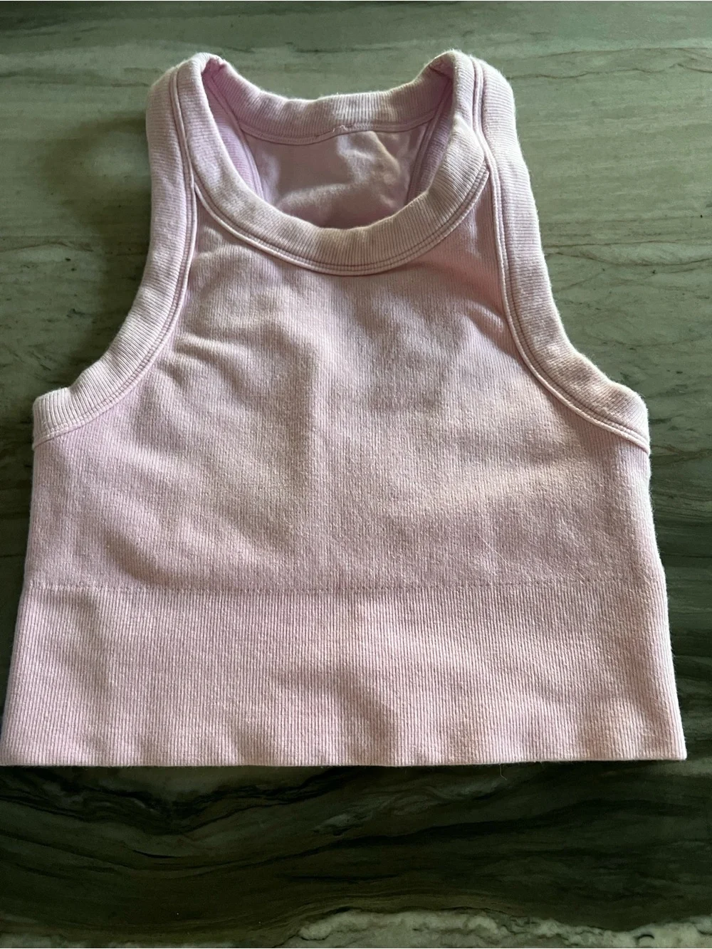 ALO Yoga Pink Ribbed High-Neck Crop Sports Bra